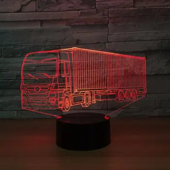 Kontajner Truck 3D Diaľkové Ovládanie 7 Farebné Čítanie Visual Led Nočné Svetlá Pre Deti Touch Usb Tabuľka Lampara Lampe Dropshipping