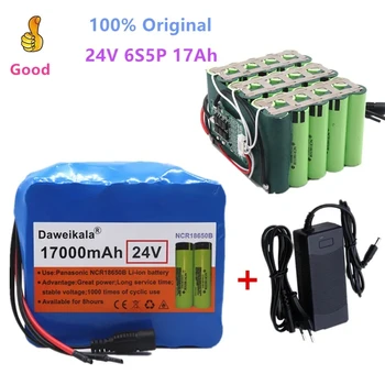 Pack de batérie 6S5P 100% originales 24V 17ah 18650, 25.2 v 17000mAh, lítium-iónová pour velo électrique, avec chargeur