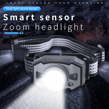 Pocketman LED Svetlomet Smart Senzor Pohybu Svetlometu Zoomovateľnom Hlavu Baterka USB Nabíjateľné Hlavu Svietidlo Indukčné Vedúci Pochodeň