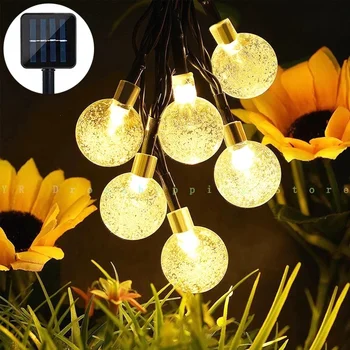 Solárne Záhradné String Svetlá 8 Režimov Crystal Ball Bee Kvapôčky Kvety LED Rozprávkových Svetiel na Vianoce Záhrada, Vonkajšie Dekorácie