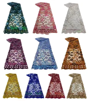 Africké Sequined Čipky Textílie 2022 Vysokú Kvalitu Výšivky, Čipky Materiál Nigérijský Francúzsky Oka Tylu Čipky Textílie Na Svadby Šiť