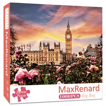 MaxRenard Skladačka Puzzle 1000 Kusov pre Dospelých Londýnsky Big Ben Domov Stenu Deco šetrné k Životnému Prostrediu Papier Vianočný Darček Hračka