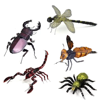 Chromatické Hmyzu 3D Kovov Puzzle Dragonfly modlivka zelená Scorpion model ZOSTAVY Zostaviť Puzzle Dar, Hračky Pre Deti,