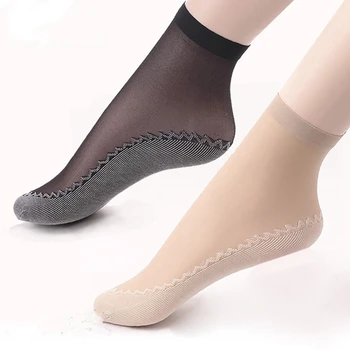 10Pcs Žien Velvet Oceľový Drôt Ponožky Letné Tenké Non Slip Bavlna Spodnej časti Ponožky