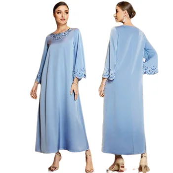 Elegantné Saténové Šaty Ručné Drahokamu Večierok Ženy, Etnické Šaty Moslimských Islamskej Turecko, Dubaj Abaya Kaftan Luxusný Župan