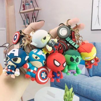 Marvel Anime Postavy Spiderman Iron Man Kapitán Amerika, Hulk Thor PVC Bábika Keychain Taška Krúžok na detské Hračky Narodeninám
