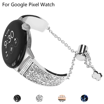 Bling Popruh pre Google Pixel Sledovať Kapela Drahokamu Diamond Kovový Náramok Šperky z Nerezovej Ocele pre Google Pixel Hodinky, Náramok