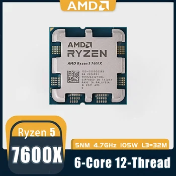 AMD Ryzen 5 7600X R5 7600X 4.7 GHz 6-Core 12-Niť CPU Procesor 5NM L3=32M 100-000000593 Zásuvky AM5 Nové, ale bez chladiča