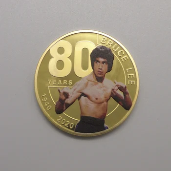 Nové desinge Bruce Lee k 80. Výročiu zlato strieborné Pamätné Mince Čínsky Drak Kovové Výzvou Mince Zber