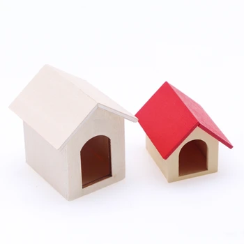 Miniatúrne Položky Figúrka Domček Pre Bábiky Mini Drevené Doghouse Miniatúrne Scény Nábytok Model