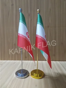KAFNIK,Irán kancelársky stôl písací stôl vlajka so zlatou alebo striebornou kovovou stožiar base 14*21 cm vlajkou krajiny doprava zadarmo