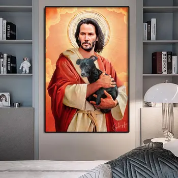 Vytlačené Plátno Maľby Nástenné Art Moderne Nordic Plagáty Keanu Reeves Meme Ježiš Domáce Dekorácie, Obrázky, Obývacia Izba Dekor