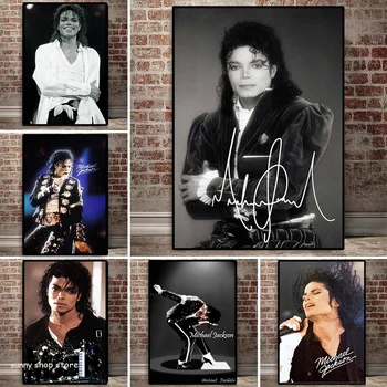 Hudobníci a Speváci, Michael Jackson Plagáty Vytlačené Plátno Potlače Wall Art Retro Plagáty pre Obývacia Izba Domáce Dekorácie
