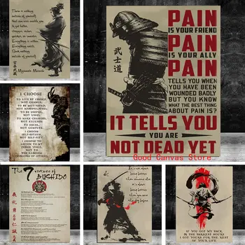 Japonsko Bushido Samuraj Obrázok Inšpiratívny Citát Plátno na Maľovanie Motivačné Plagáty a Vytlačí Wall Art Obraz Pre Home Decor