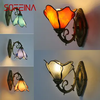 SOFEINA Tiffany Nástenné Svietidlo LED Kreatívny Dizajn Skla Sconce Posteľ Svetlo pre Domáce Obývacej Izby, Spálne, Chodby Dekor