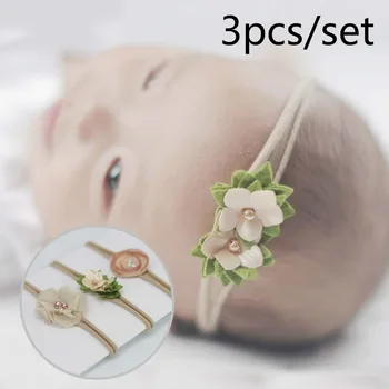 3 Ks/set Pearl Flower Páse s nástrojmi Čipky Hairband Baby Baby Girl hlavový most Mix Štýl Elastické Vlasy Kapela Deti Vlasy Príslušenstvo