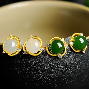 Vintage Ženy Náušnice Strieborné Šperky S Emerald Zirkón Drahokam, Zlato Farba Stud, Náušnice, Doplnky, Svadobné Zapojenie
