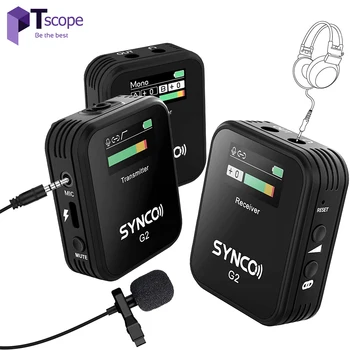 SYNCO G2(A1/A2) Lavalier Mikrofón 2.4 G Bezdrôtové pripojenie Kondenzátora Mikrofón s klipom na Klope 150m Monitorovanie v reálnom čase Nahrávač