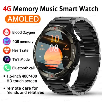 2023 Nové 4G Pamäť Smart Hodinky AMOLED 1.6 palcový HD Displej Športové Hodinky Bluetooth Hovor Smartwatch Pre Mužov Huawei TWS Slúchadlá