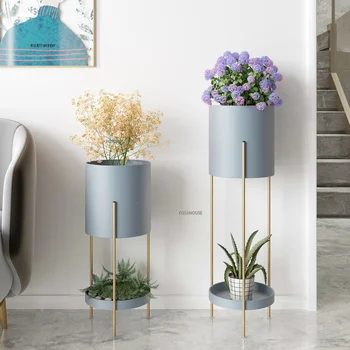 Nordic rastlina stojí krytý železa kvetináče rack obývacia izba typu laminátu odolného rastlín polica zelený kôpor moderný jednoduchý kvet stojan