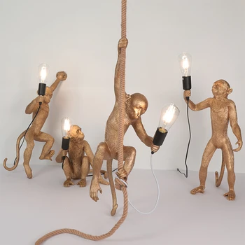 Nordic LED Opice Prívesok Svetlá Vintage Konopné Lano Živice Prívesok Svietidlá pre Obývacia Izba, Spálňa Domova Závesné Svietidlá