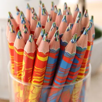 Rainbow Ceruzkou Multicolor Kreatívne Farby Šesťhranné Náhodné Farebné Jadro Hrubé Rod Detí Farebné Viesť Farebné Študent P