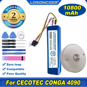 100% Originálne LOSONCOER 10800mAh Batérie Pre CECOTEC CONGA 4090 Robot Vysávač Príslušenstvo Batéria