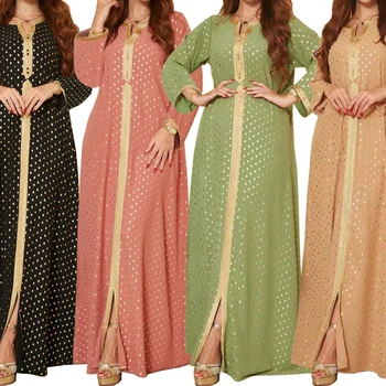 2023 Elegantné Party Šaty Pre Ženy Móda Zlato Razenie Turecko Arabčina Jalabiya Islamskej Ramadánu Eid Moslimských Etnických Rúcha Femme