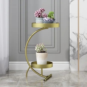 Nordic Light Luxusné kvetináče Rack Krytý Obývacia Izba Dekoratívne Rastliny Stoja Balkón Podlahy až k stropu, Zlato, Železo Kvetináč Postaviť