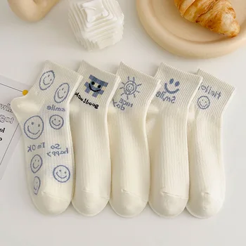 5pairs/veľa Pevnej Priedušné Ponožky Harajuku Výšivky Módne Cartoon Bežné Obchodné Mäkké Zábavné Ponožky Letné Jar