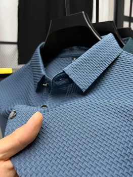 High-end ice hodváb priedušná krátky rukáv T-shirt pánske 2023 lete podnikanie a voľný čas značky Paul POLO tričko pánske oblečenie