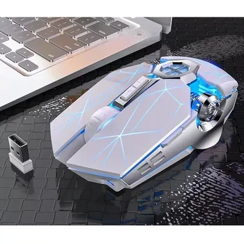 2.4 G USB Herná Myš, 1600DPI 7 Farebné LED Podsvietený Nabíjateľná Tichý Myši Pre PC, Notebook