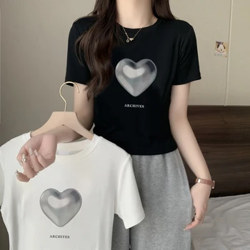 letné Vintage grafické T-shirt krátkym rukávom Plodín Topy bavlnené Oblečenie Estetické Oblečenie kórejský Elegantné Štíhle dievča y2k Top Streetwear