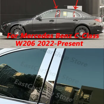 Chrome Dvere, Okno Pilier Post Kryt pre Mercedes Benz C Trieda W206 2022 2023 Okno Uprostred B C Stĺpec Frame Panel Výbava