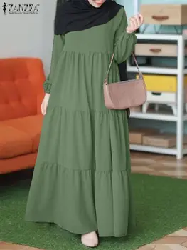 Moslim, Módne Šaty, Hidžáb Turecko, Dubaj Abaya Kaftan Islam Oblečenie ZANZEA Elegantné Sundress Abayas Pre Ženy Pevné Vestidos 2023