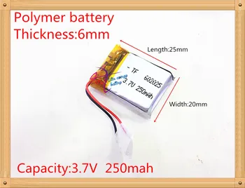 najlepšie batérie značky 3,7 V polymer lithium batéria 602025 250MAH detí polohy sledujte špeciálne batérie, Bluetooth audio