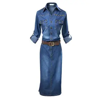 2023 jar jeseň elegantný župan vestidos mujer dlhé rukávy office šaty ženy móda žena vintage nit bežné džínsové šaty