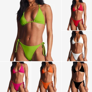 Nový Sexy Obväz Bikín Módne Vaňa Vyhovovali Farbou Jednoduchosť Pláži Žena Vysoký V Strede Zúžený Čipky Plavky Plavky