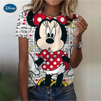 Disney Mickey Mouse Hlavu Tlačiť Ženy Tričko Fashion Láska Srdce T Shirt Harajuku Kawaii Top Tees Bežné Krátke Rukávy Top Žena