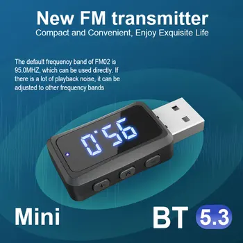 FM02 Auta, FM Vysielačom, Prijímač Handsfree Hovor USB Bezdrôtový Prijímač Vysielač Dongle Bluetooth-Kompatibilné pre Auto FM Rádio