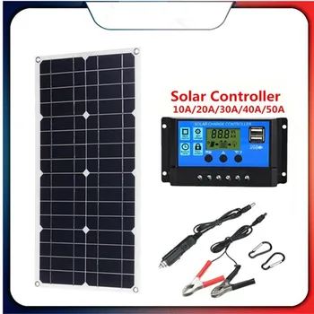 25W Solárny Panel 18V Semi-flexibilné Monokryštalické Solárne 10A-50A Regulátor Solárnych Vonkajšie Auto RV Nabíjateľná Moc Systém